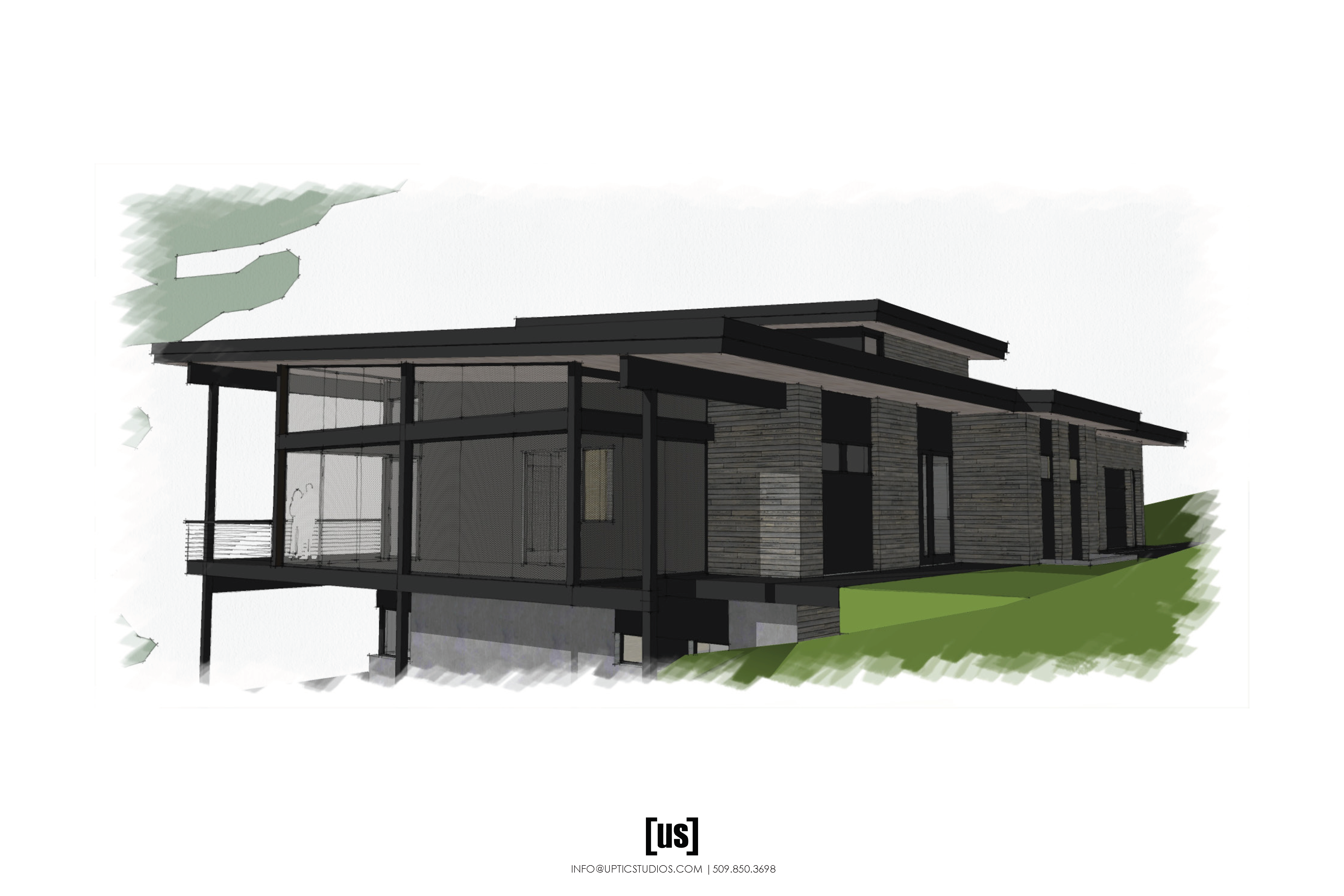 Tower Mountain Modern Home Architectural Drawing front